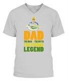 Mens Dad The Man The Myth The Fishing Legend - V-Neck - Unisex
