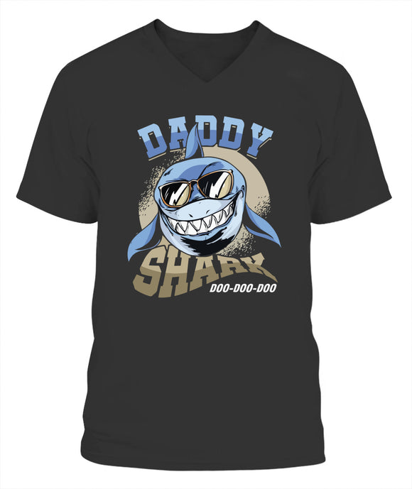 Daddy Shark Aquatic Creature Marine Fish Funny - V-Neck - Unisex